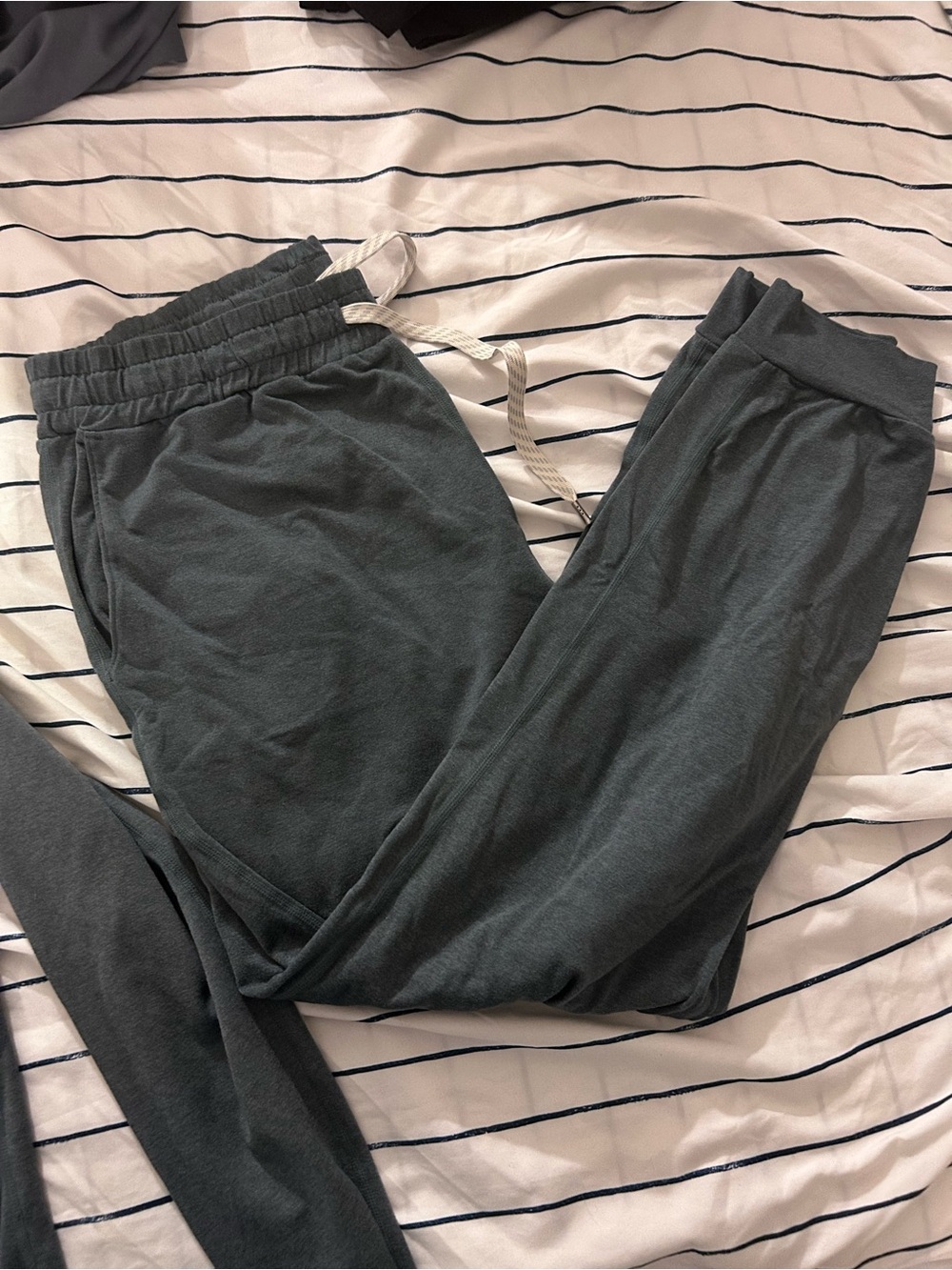 Vuori Heathered grey Lounge Pants with White Logo Patch